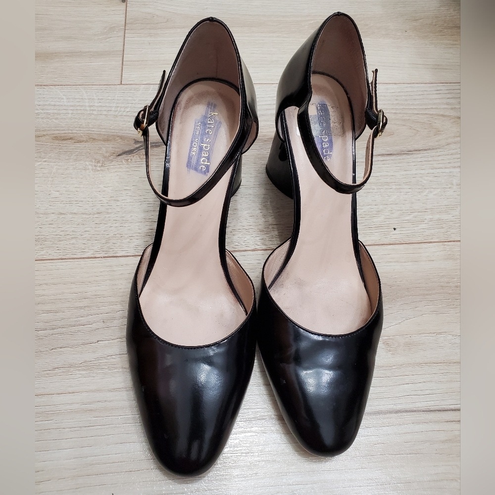 Kate Spade Black Patent Leather Ankle-Strap Pumps